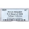 Image 4 : 1839 N-2 R2 Head of 1838, PCGS graded MS64 Brown