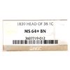 Image 4 : 1839 N-3 R1 Head of 1838, NGC graded MS64+ Brown, CAC Approved