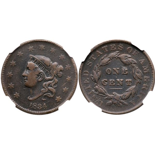 1834 N-5 R-5 NGC VF Details Rev Damage