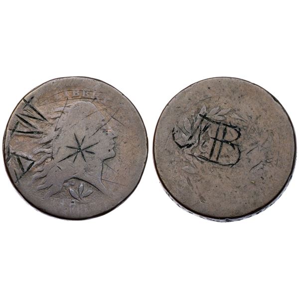 1793 S-9 R-2 Wreath Cent G4 but Engraved