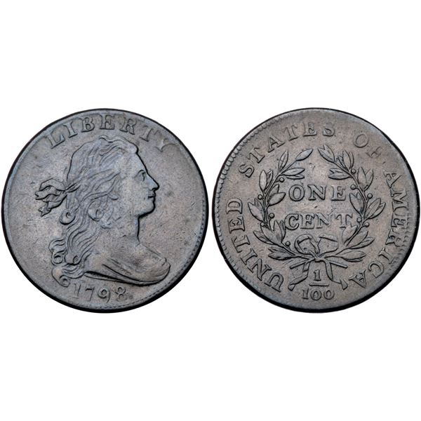 1798 S-185 R2 Small 8, Style II Hair VF20