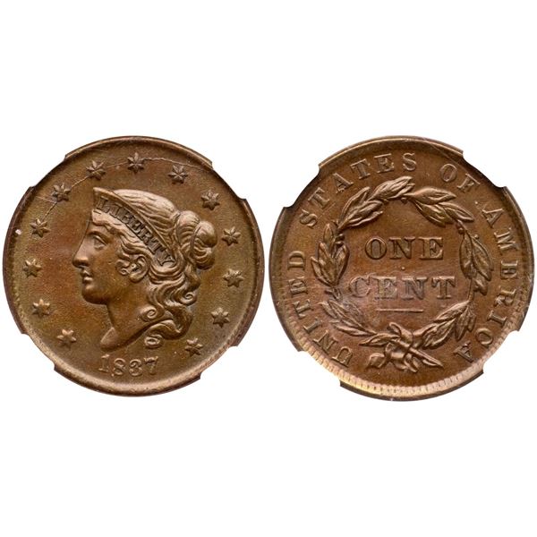 1837 N-5 R-2 Small Letters NGC MS62BN