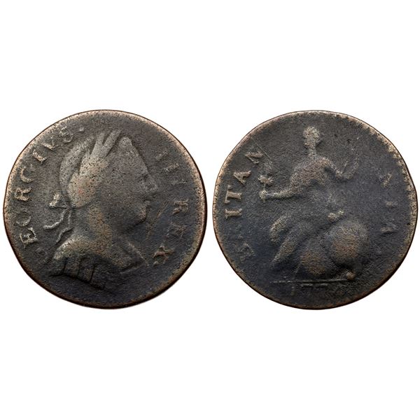 1774 Vlack 8-74A Machin's Mills Halfpenny VG10