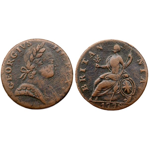 1778 Vlack 11-78A R-3 Machin's Mills Halfpenny F15+