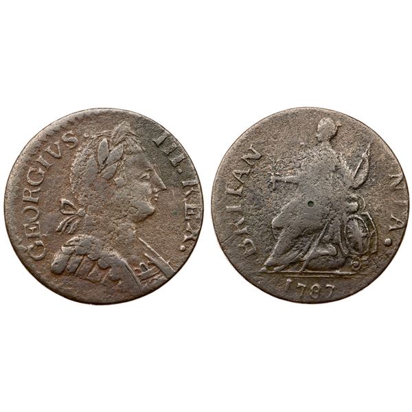 1787 Vlack 17-87A R-5 Machin's Mills Halfpenny F12