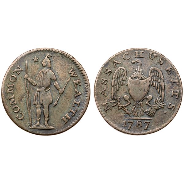 1787 Ryder 5-A R-3 Massachusetts Half Cent VF25