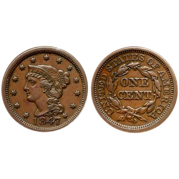 1847 N-2 R-2+ Large 7 over Small 7 ANACS EF40 Details (Scratched)