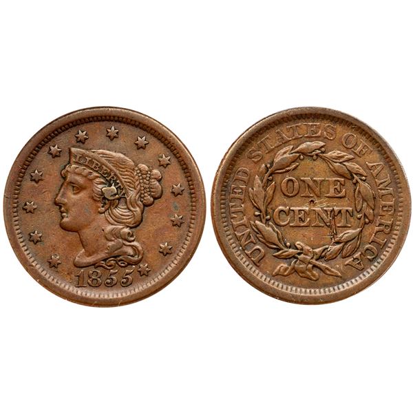 1855 N-9 R-1 Knob on Ear ANACS EF40 Details (Damaged)
