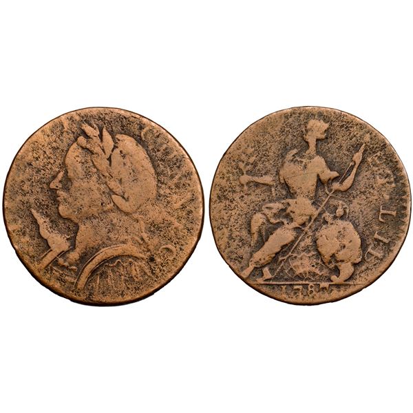 1787 Miller 4-L R-1 Horned Bust Connecticut G6