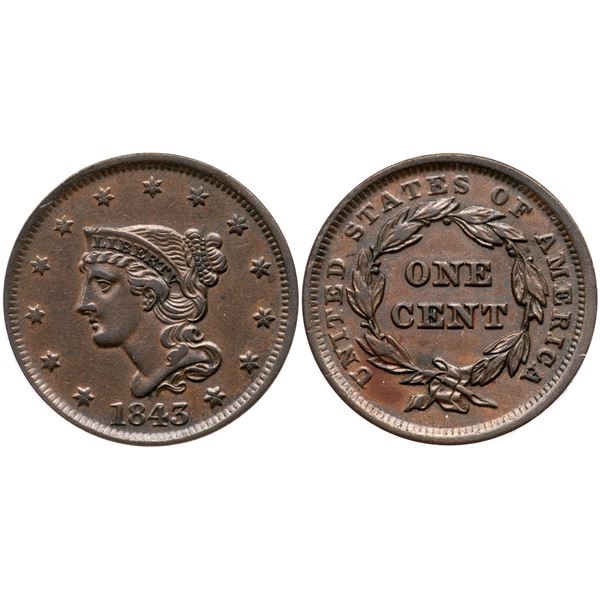 1843 N-10 R-3 Petite Head Sm Letters ANACS EF40