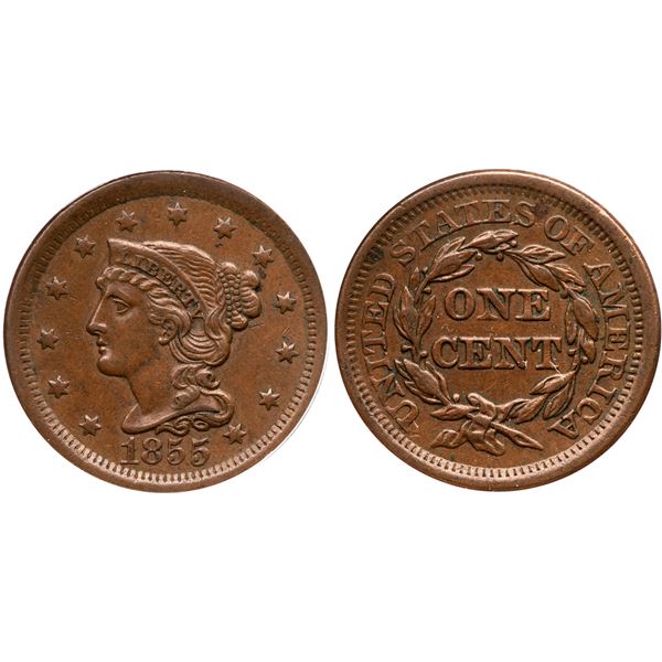 1855 N-3 R-1 Upright 55 ANACS AU50