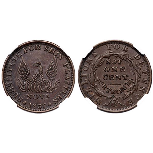 1837 HTT, HT-56, Low-45 R-1 NGC MS61BN