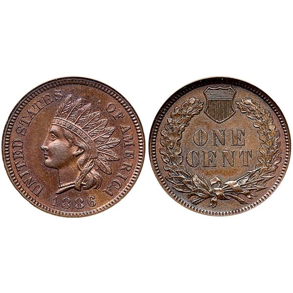 1886 Type 1 Indian Cent NGC MS64BN CAC