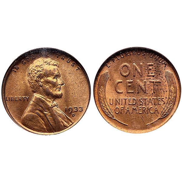 1933-D Lincoln Wheat Cent NGC MS64RD