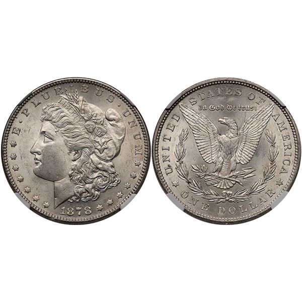 1878 7 TF Reverse of 1879 Morgan Silver Dollar NGC MS62