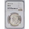 Image 4 : 1891-CC Morgan Silver Dollar NGC MS62