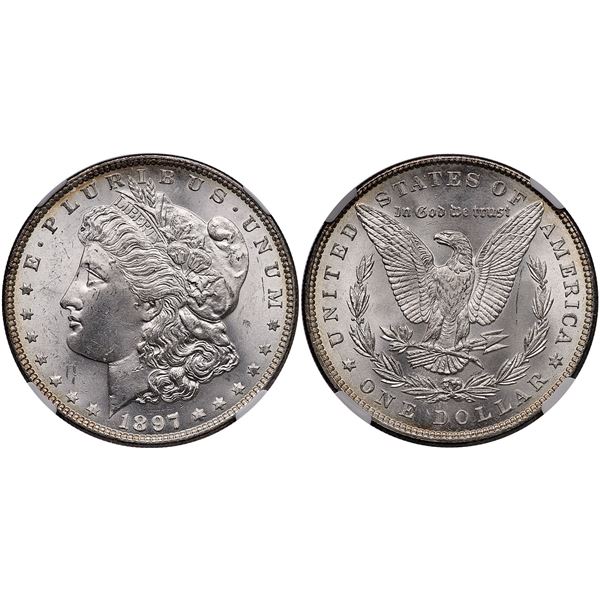 1897 VAM-6A TOP-100 PITTED REVERSE Morgan Silver Dollar NGC MS64