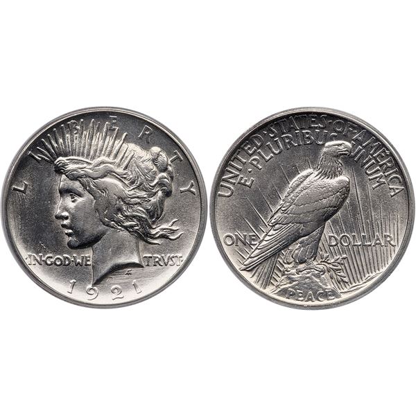 1921 Peace Silver Dollar ICG AU53 Details (Scratched, Cleaned)