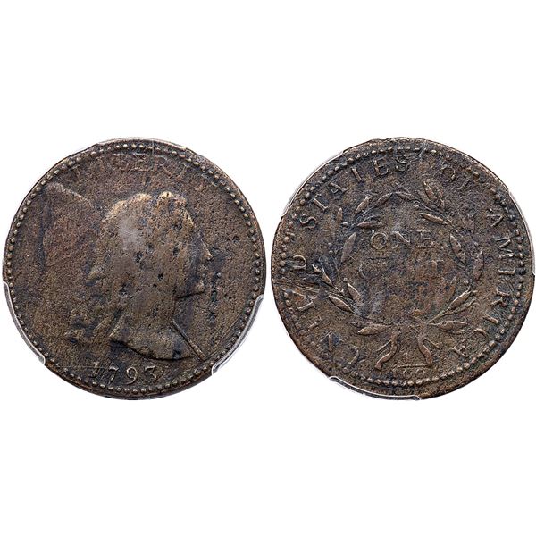 1793 S-13 R-4- PCGS F Details (Env. Damage)