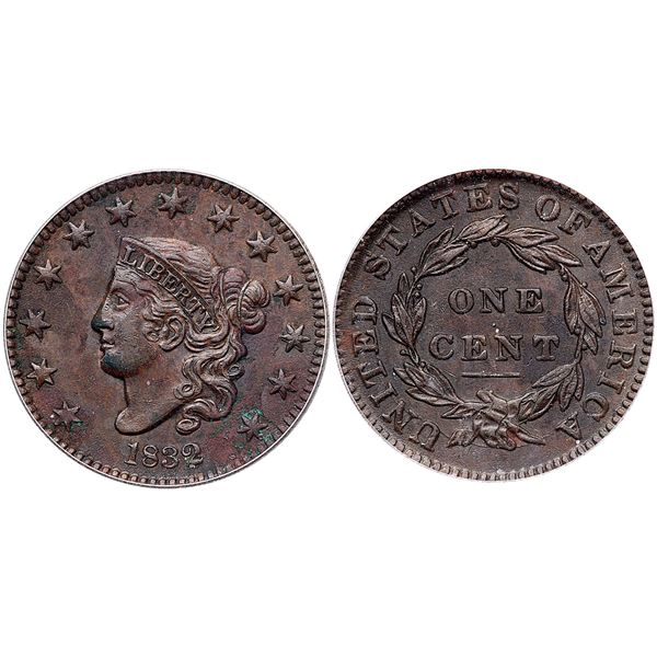 1832 N-1 R-2 Small Letters Rev ICG AU58 Details