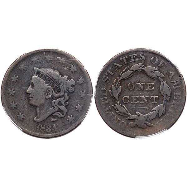 1834 N-5 R-5 Large 8, Large Stars, Medium Letters PCGS VG8