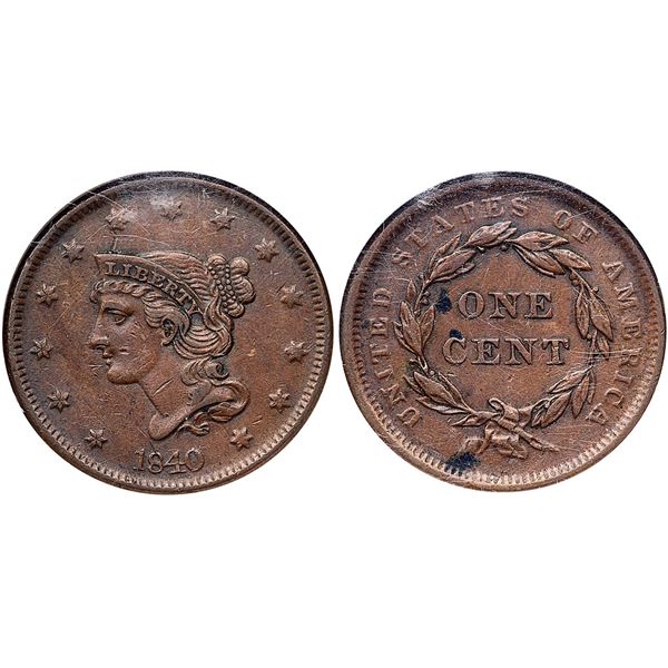 1840 N-6 R-1 Large Date NGC AU50