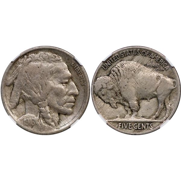 1916 Doubled Die Obverse Buffalo Nickel NGC XF Details (Obv Scratched)