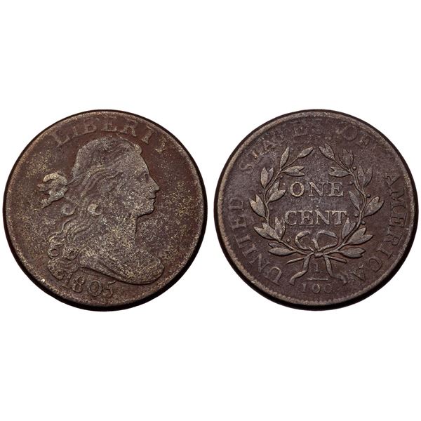 Pair of Draped Bust Cents 1805 & 1807
