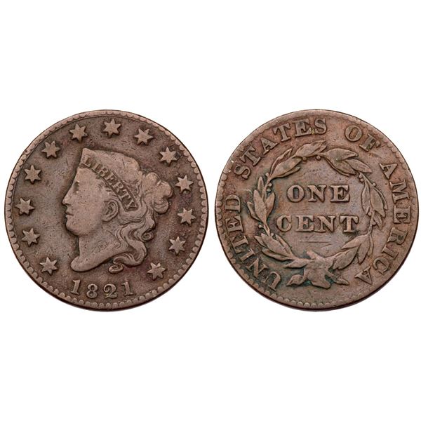 Pair of Matron Head Cents 1821 & 1823