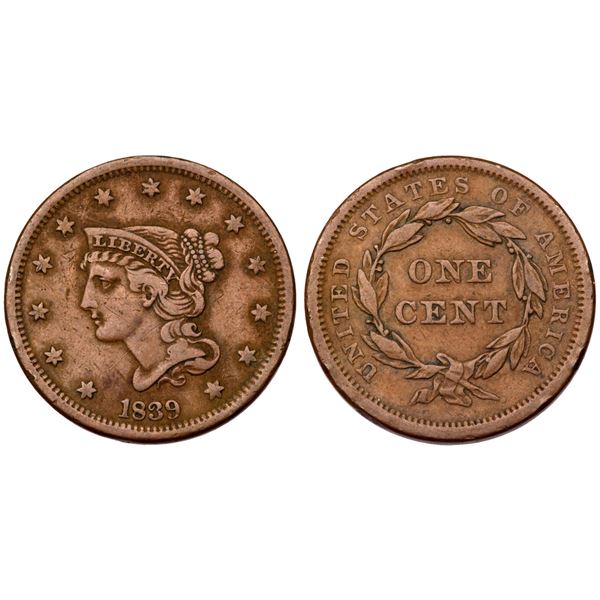 Group of 4 Braided Hair Cents 1839-1840