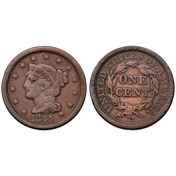 Group of 5 Braided Hair Cents 1844-1855