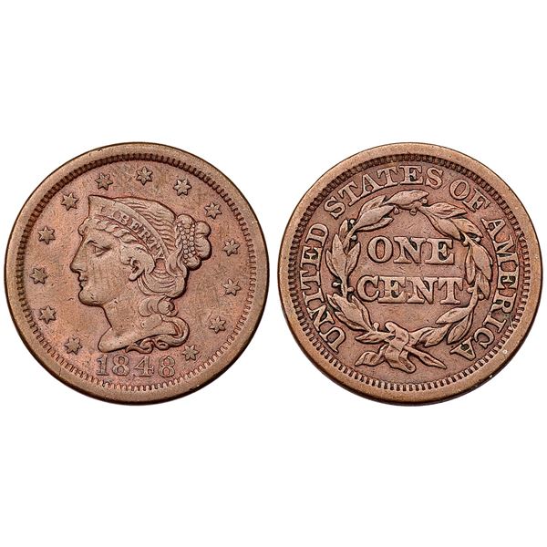 Group of 5 Braided Hair Cents 1848-1853