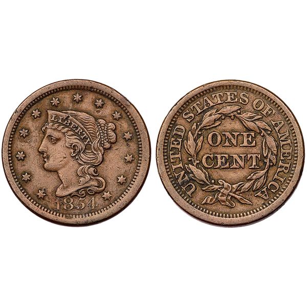 Group of 4 Braided Hair Cents 1854-1856