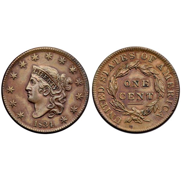 1834 N-1 R-1 Small 8, Large Stars, Medium Letters VF35