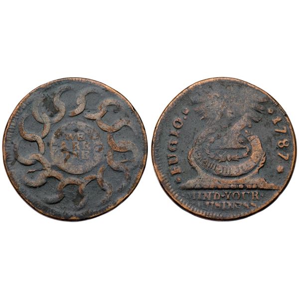 1787 Fugio Cent Newman 9-P R4 VG8