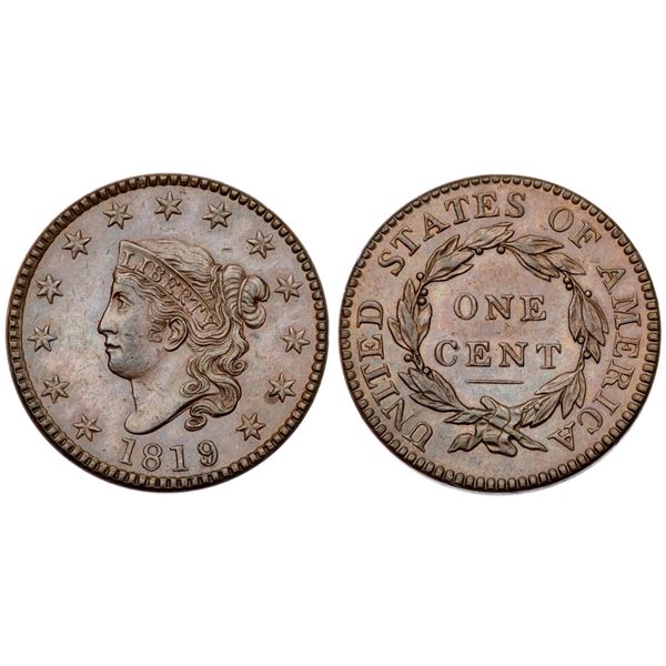 1819/8 N-1 R1 Overdate 9 over 8 AU58