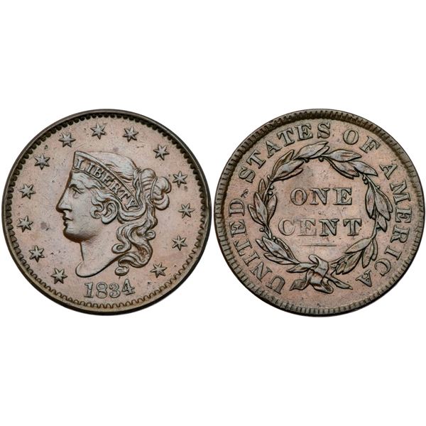 1834 N-4 R2 Large 8, Small Stars, Medium Letters EF40+