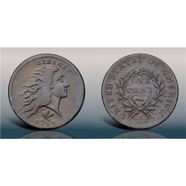 1793 S-8 Wreath Cent F12+