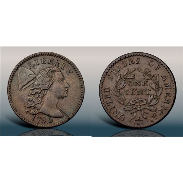 1794 S-45 R5+ Head of 1794 PCGS graded AU53