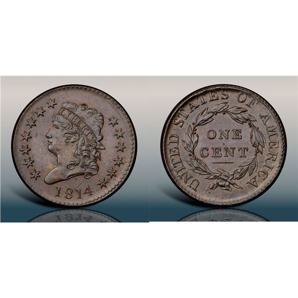 1814 S-295 R1 Plain 4 PCGS graded MS63 Brown