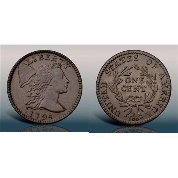 1794 S-72 R2 Exact Head of 1795, PCGS graded AU55
