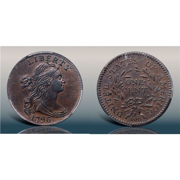 1796 S-109 R3 Draped Bust, Reverse of 1794 PCGS graded AU55+, CAC Approved