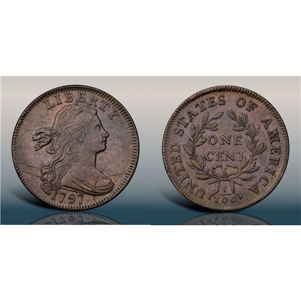 1797 S-128 R3 M over E in AMERICA, PCGS AU Detail, Scratch