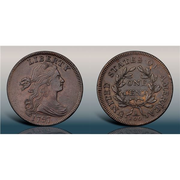 1797 S-132 R5+ Stemless Wreath PCGS graded AU53
