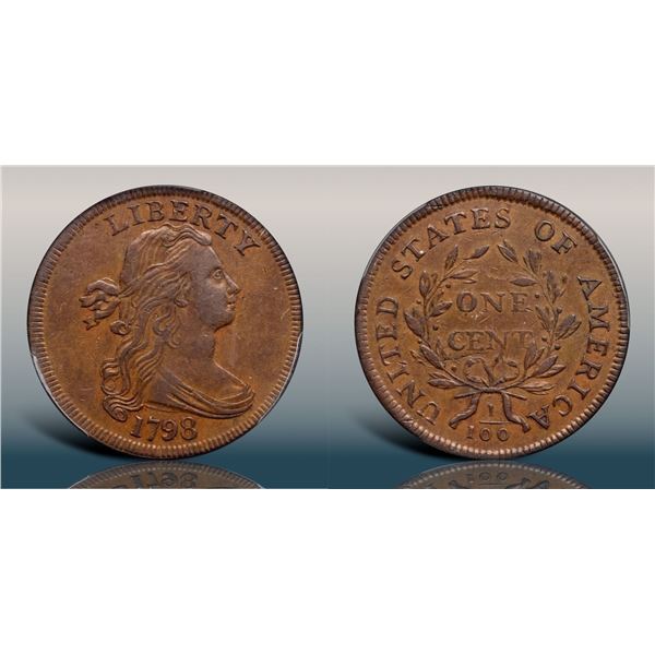 1798 S-145 R3 Style I Hair, Large 8 PCGS graded AU53, CAC Approved