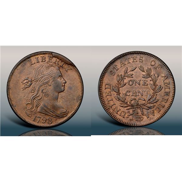 1798 S-148 R2 Style I Hair, Large 8, PCGS graded AU58+