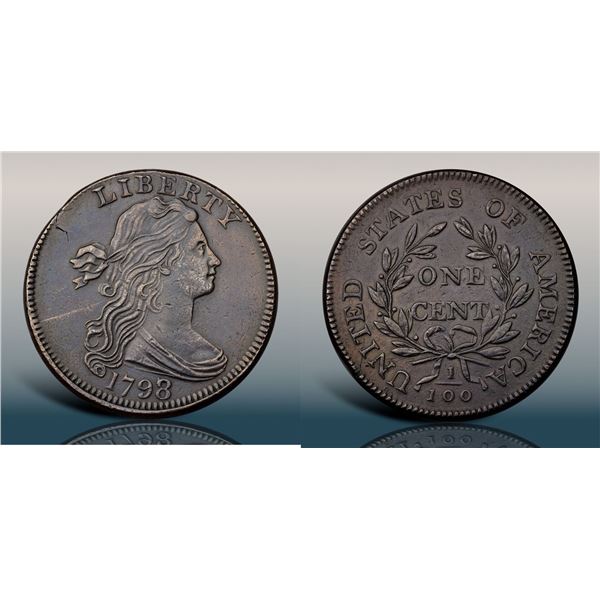 1798/7 S-152 R2 Overdate Large 8 over 7, PCGS AU Detail, Cleaned