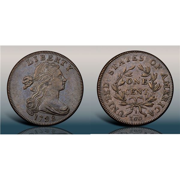 1798 S-160 R3 Style I Hair, Small 8, PCGS graded AU55