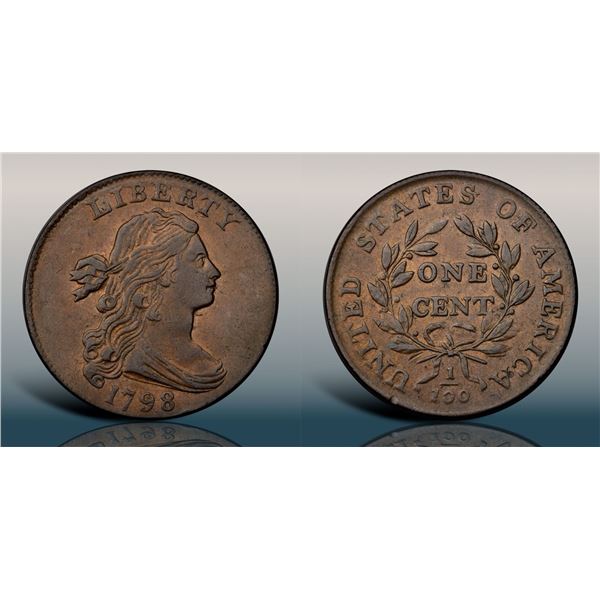 1798 S-169 R3 Style II Hair, Small 8, PCGS graded AU50