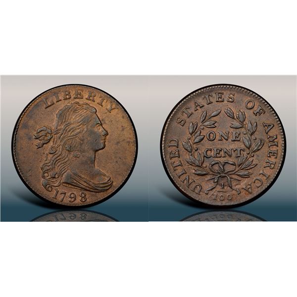 1798 S-174 R2 Style II Hair, Small 8, PCGS graded AU55